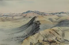 Kenneth Jack, Mt McKinlay from the Edge of Wortupa Pound, N. Flinders Rge. S.A, 1976, W/Clr, Pastel & Charcoal