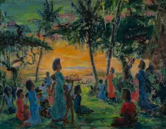 Mary Edwards, Evensong in the Islands, 1976, Oil on Board