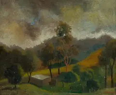 N.S.W. Southern Highlands Landscape by George Duncan, Oil on Board, sold Oct 2023