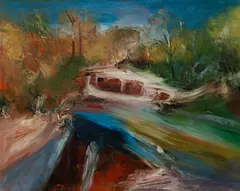 Jamison Creek, Wentworth Falls [N.S.W.] by Reinis Zusters, Oil on Canvas on Board, sold Oct 2023