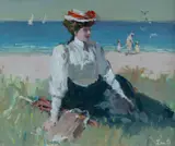 Gerrard Lants, At the Beach, Oil on Canvas on Board