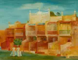 Cedric Flower, Twins and Terraces, 1971, Oil on Board