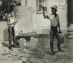 Benjamin E Minns, Put Right, Monochrome Watercolour with White Highlights