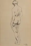 George H F Bell, Standing Nude, 1960, Pen & Ink