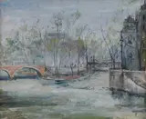Phyllis Pauline Waterhouse, European River Scene, Oil on Board