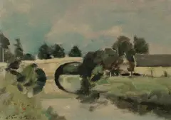 Harley Griffiths, The Bridge, 1950, Oil on Canvas on Board