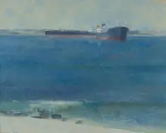 Frederic Bates, Ship in the Harbour, Oil on Canvas