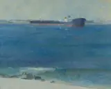 Frederic Bates, Ship in the Harbour, Oil on Canvas