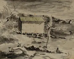 Foreshore by Elaine Haxton, 1951, Ink & Wash, sold Oct 2023