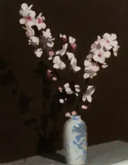 Blossoms in Vase by Wilfred Hayward Veal, 1945, Oil on Board, sold Oct 2023
