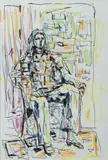 Wallace Thornton, Model in a Pose, Ink & Crayon