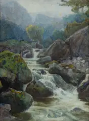 Albert J. Hanson, Cascading Water, 1895, W/Clr & Gouache