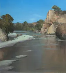 Chris Kandis, Finke River, N.T, 1990, Oil on Canvas on Board