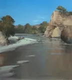 Chris Kandis, Finke River, N.T, 1990, Oil on Canvas on Board