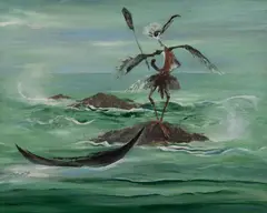 Helen Lempriere, Tribal Bird, 1961, Oil on Canvas