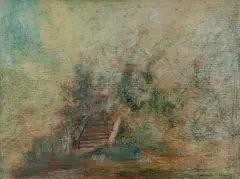 Garden Steps by Desiderius Orban, 1978, Mixed Media on Textured Paper, sold Oct 2023