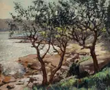 Alan Grieve, Harbour Foreshore, Oil on Canvas on Board