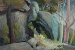 Pittwater Escarpments by Edmund Harvey, Oil on Canvas on Board, sold Oct 2023