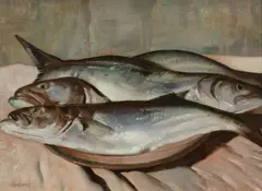 Tailor Fish by Edmund Harvey, 1937, Oil on Canvas on Board, sold Oct 2023