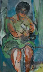 Alan Warren, Mother and Child, 1989, Oil on Board