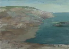 Kevin Oxley, Seascape (Headland), Oil on Paper