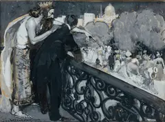 George Washington Lambert, Consider the Lilies - From a Club Window (for the Bulletin), Gouache