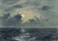 Moonrise, Indian Ocean by Robert Richmond Campbell, 1962, W/Clr & Gouache, sold Oct 2023