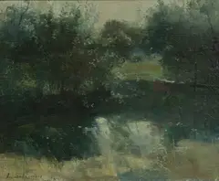 Across the Creek by Lance Solomon, Oil on Canvas on Board, sold Oct 2023