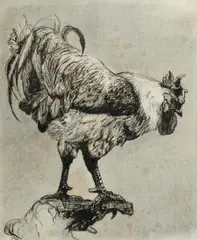 Rooster by Ian Fairweather, c.1915, Ink on Paper, sold Oct 2023