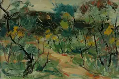Reinis Zusters, Road Through the Trees, 1957, Oil on Board