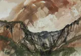 John Caldwell, View to the Escarpment, Mixed Media on Paper