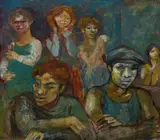 John Bell, Meeting, 1963, Oil on Board