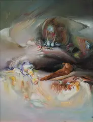 James Timothy Gleeson, Figure in Psychoscape XV, Oil on Board