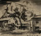 Russell Drysdale, B _ [?] Post Office, Ink & Wash