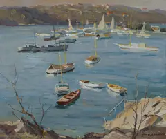 Afternoon, Pearl Bay [Sydney] by James Ranalph Jackson, Oil on Board, sold Aug 2023