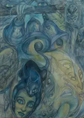 Rosaleen Norton, The Bells, Coloured Pencils & Graphite