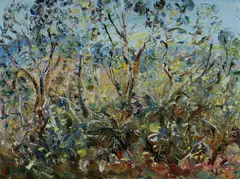 Celia Perceval, Grass Trees and Wattle in the Sunlight, Oil on Linen