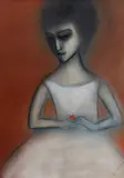 Robert Dickerson, Ballerina with Red Flower, Pastel