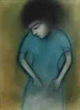 Robert Dickerson, Girl in Turquoise Dress, Pastel