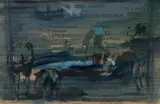 John Passmore, Figures by the Sea, with Man Diving, Gouache on Newsprint