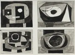 Four Studies by John Coburn, 1960s, Ink & Wash, sold Aug 2023