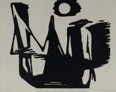 Mirage People, Alice Springs,' 1946 by Eric Anchor Thake, Linocut, sold Aug 2023