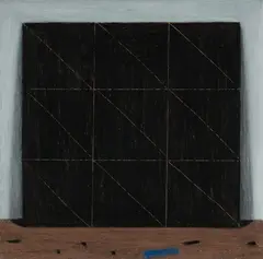 Measuring It by Dale Hickey, 1992, Oil Pastel on Paper, sold Aug 2023