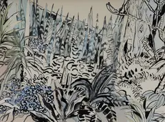 Elisabeth Cummings, Garden Study, Ink, W/Clr & Collage