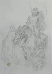 The Return by Norman Lindsay, c.1946, Pencil, sold Aug 2023