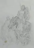The Return by Norman Lindsay, c.1946, Pencil, sold Aug 2023