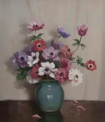 Gay Flowers by Erik Langker, 1999, Oil on Canvas Board, sold Aug 2023