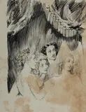 Norman Lindsay, Four Women, One with Mantilla