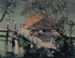 David Barker, Waiting for the Ferry, Oil on Canvas on Board