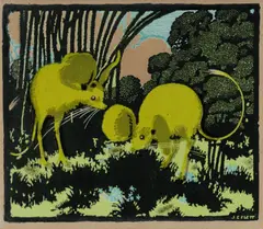 Jerboas by James Flett, Linocut, sold Aug 2023
